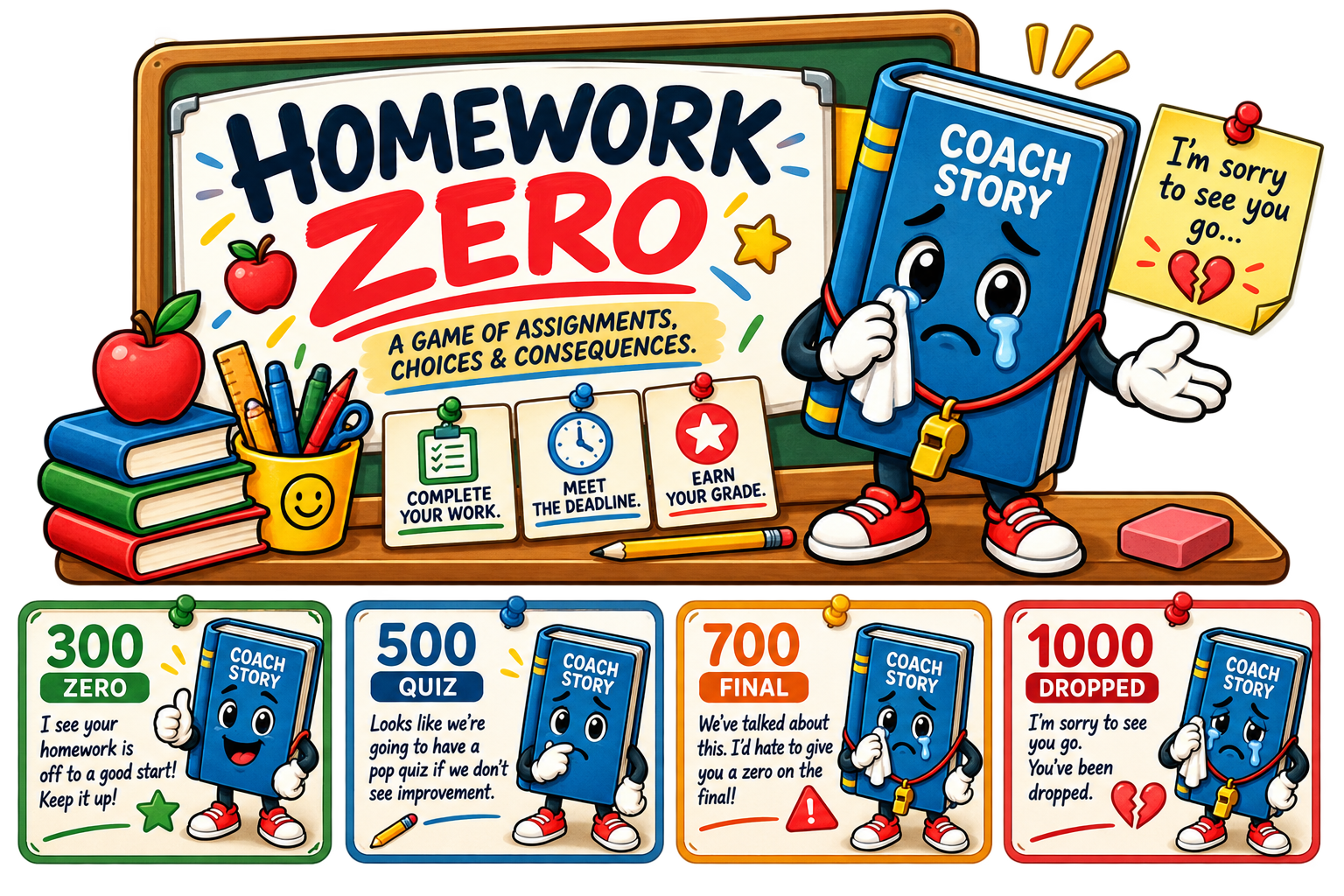 Held Back — 1,000 missing assignments; Coach Story is sorry to see you go